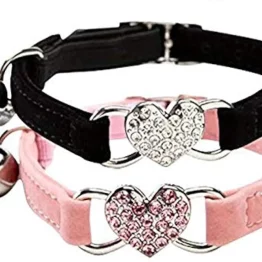 Yueyao Velvet Cat Collar丨Pink Soft Velvet Adjustable Cat Collar With Crystal Pendant